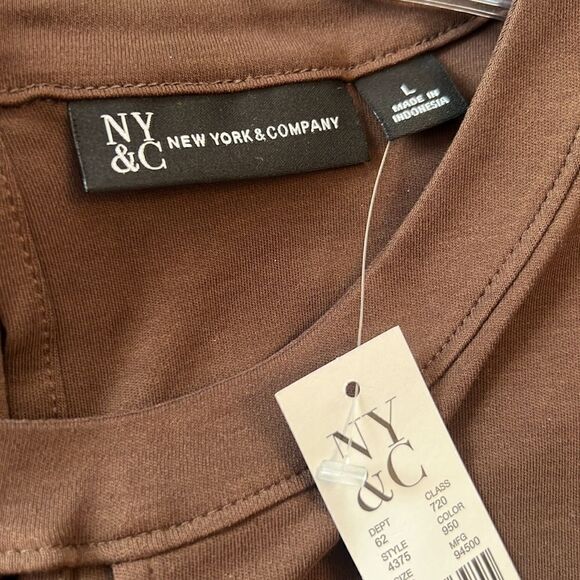 NWT New York & Company Fit and Flare Sleeveless Brown Dress - Size Large - Picture 10 of 12